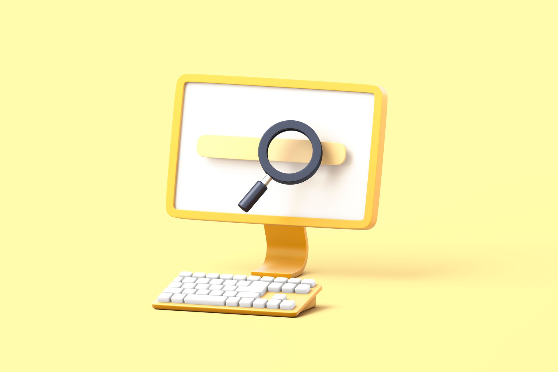 Search bar webpage on cartoon computer screen